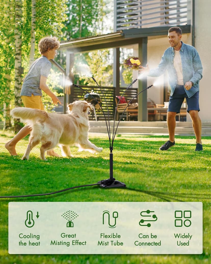 Rafow Standing Misters for Outside Patio Portable Misting System for Cooling Outdoor 26.5 Ft Stand Mist Line Water Sprinklers Patio Mister for Garden Backyard BBQ Party Pool Beach