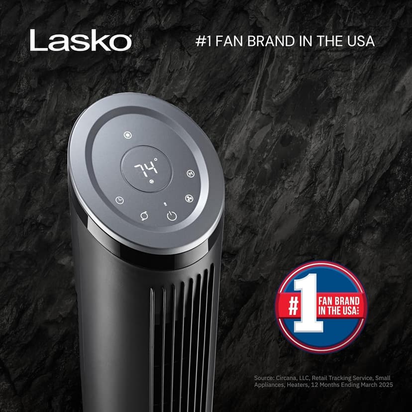 LASKO Ascend 36" Tower Fans for Home, 29 ft/s Airflow, Quiet 29dB on Low, 90° Oscillation, 12 Hour Timer, Air Filter for Hair & Dust, Remote, Black, OST100