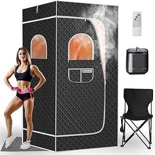 Portable Sauna Box for Home, Steam Sauna Tent Full Body 1 Person, 9 Levels 60 Mins Select, 3L Steamer Remote Control Easy Install, Waterproof Mat, Relaxation and Detoxification