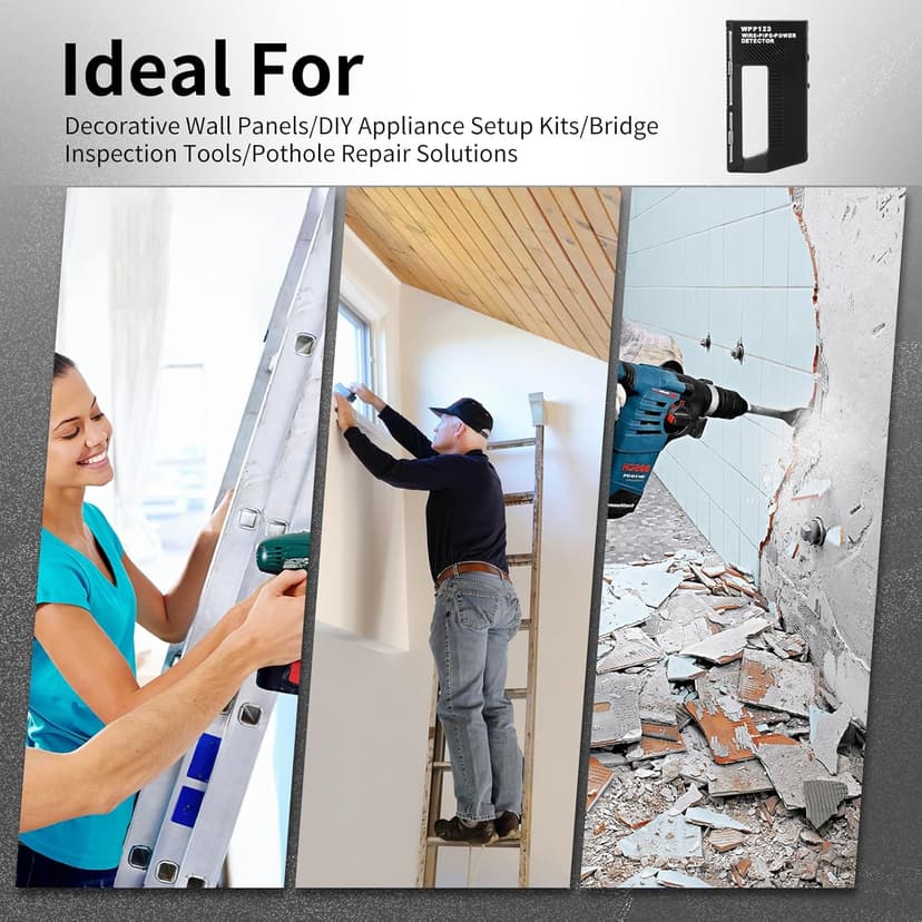 WPP123 Multi-Function Wall Scanner Detector for Metal, Pipes & Wires | Adjustable Sensitivity & Audible Alerts | Precision Detection Tool for Home Improvement