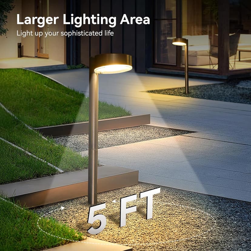 8 Pack Solar Pathway Lights - Modern Waterproof 12 LED Outdoor Solar Lights for Yard, Up to 12 Hrs