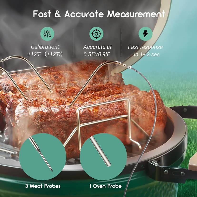 Wi-Fi & Bluetooth BBQ Smoker Temperature Controller with Automatic Smoker Fan, INKBIRD ISC-027BW Grill Thermometer with 4 Probes for Big Green Egg, Kamado Joe, Primo, Vision Grill, Akorn Kamado, Weber