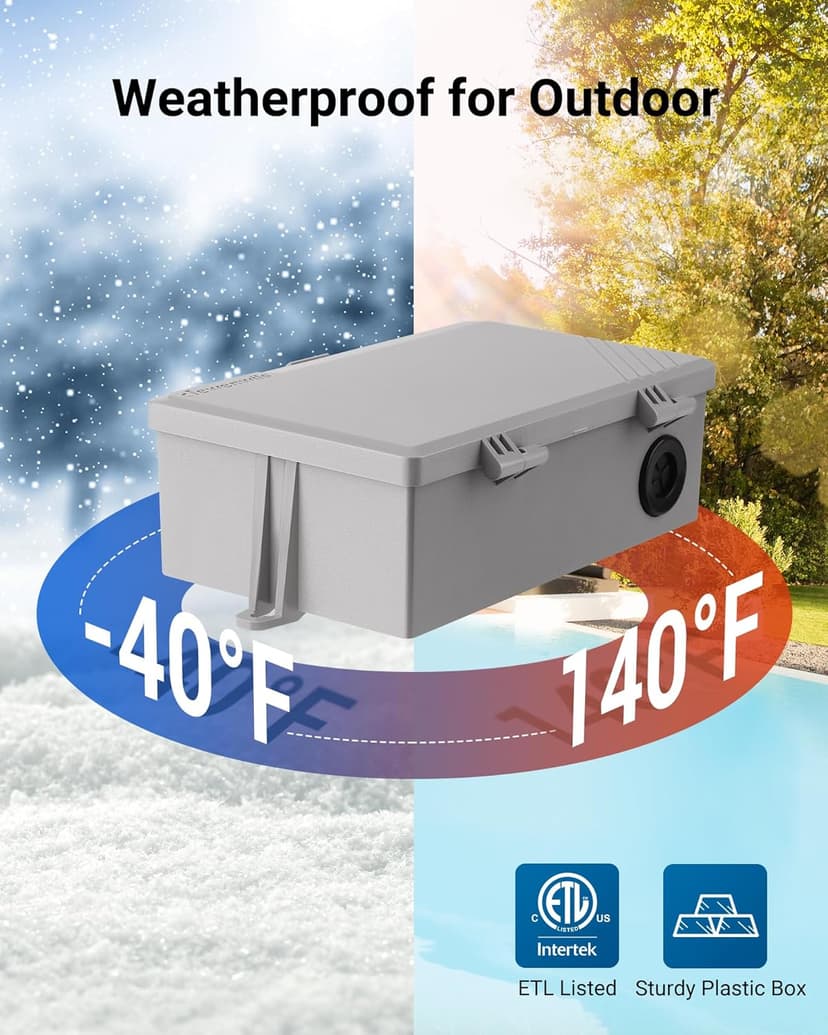 DEWENWILS Pool Pump Timer, Digital Timer Box, 2HP 40A 120-277 VAC, 7-Day 20 ON/Off Programmable Timer Switch for Water Heater, Pool Pump, SPA, Motor, ETL Listed Gray