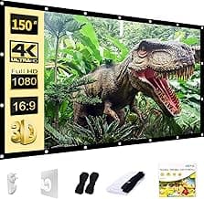 AAJK Outdoor Projection Screen 150 inch, Washable Projector Screen 16:9 Foldable Anti-Crease Portable Projector Movies Screen for Home Theater Outdoor Indoor Support Double Sided Projection