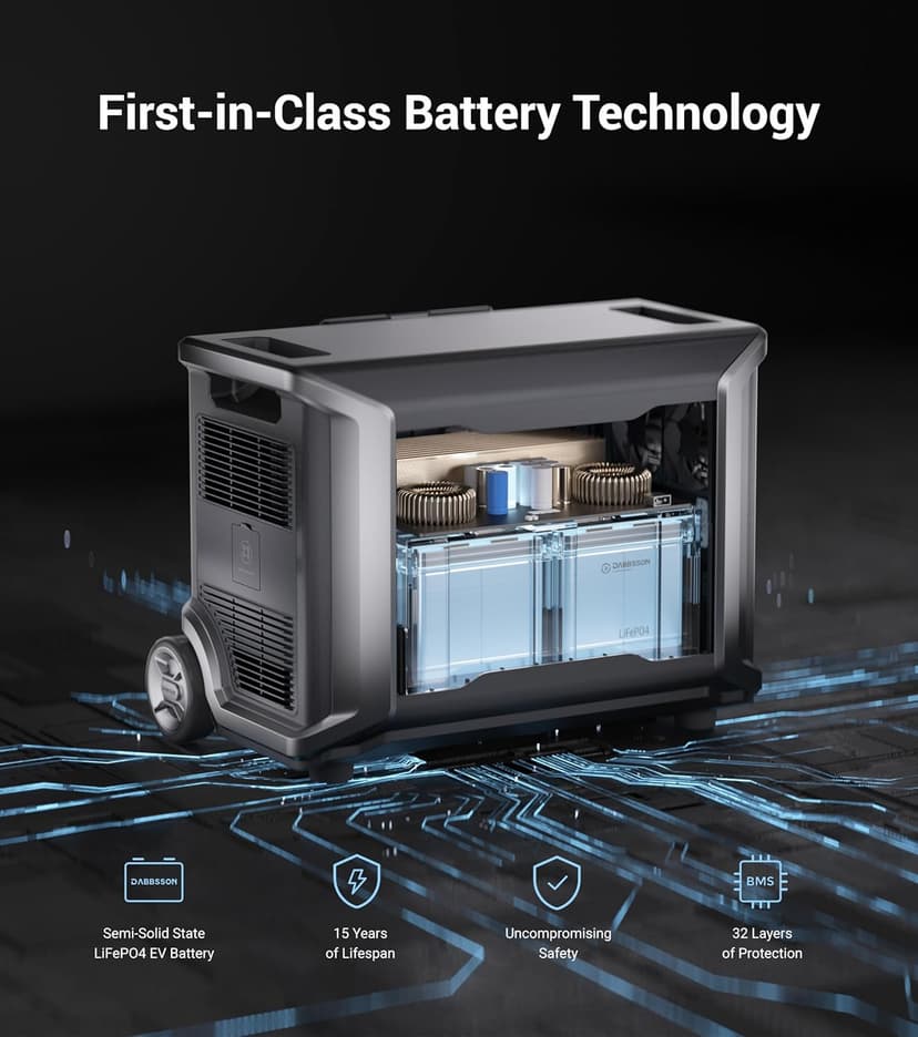 Dabbsson DBS3500 Portable Power Station with DBS5300B Extra Battery, Expand Capacity of Battery Generator from 3430Wh to 8750Wh, Solar Generator for Outdoor Camping, Home Backup, Emergency, RV