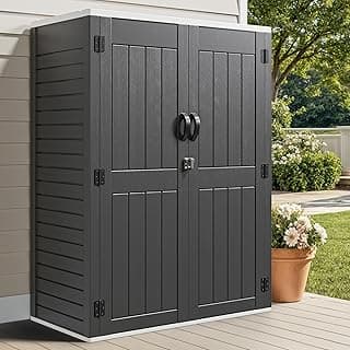 YITAHOME 59 cuft Outdoor Vertical Storage Shed, Tall Storage Shed Outdoor w/o Shelf, Outdoor Waterproof Storage Cabinet for Garage, Pool Storage, Garden Shed Outdoor Storage, Dark Gray