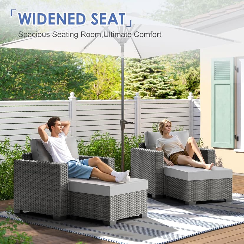 Patio Furniture Set with 44'' Fire Pit Table, 7 Piece 60,000 BTU Comfortable Wicker Rattan Outdoor Furniture Set with Propane Fire Pit, Patio Conversation Set for Porch,Deck,Poolside,Grey