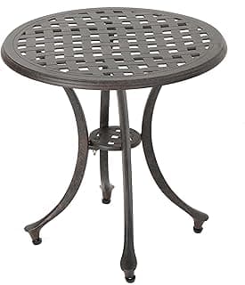 Christopher Knight Home Lola Outdoor 19" Cast Aluminum Side Table, Bronze Finished