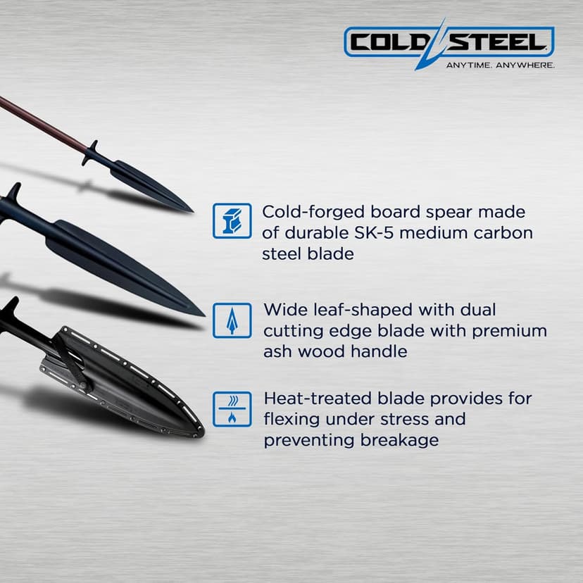 Cold Steel Medium Carbon SK 5 Steel Boar Hunting Spear with Secure Ex Sheath