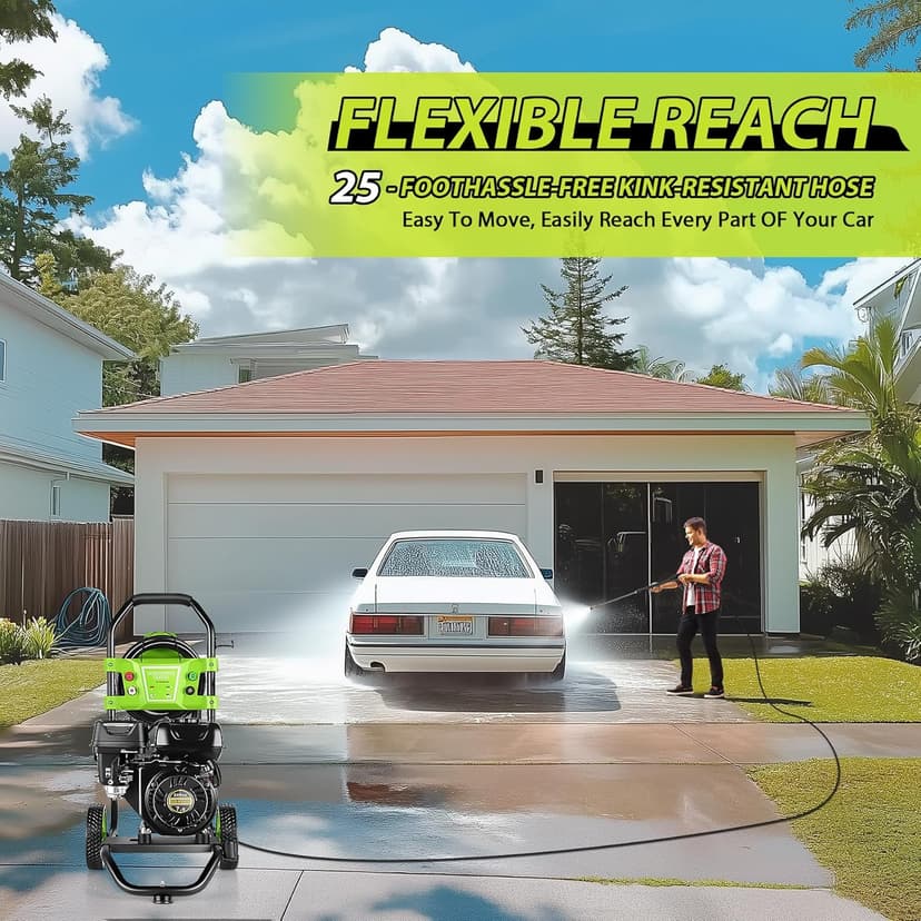 TEANDE Gas Pressure Washer 4200PSI 4.0GPM Power Washer Gas Powered 209CC Engine w/ 5 QC Nozzles, Soap Tank, 25ft Hose for Cleaning Car Driveway Fence Furniture, EPA/CARB/ETL Compliant