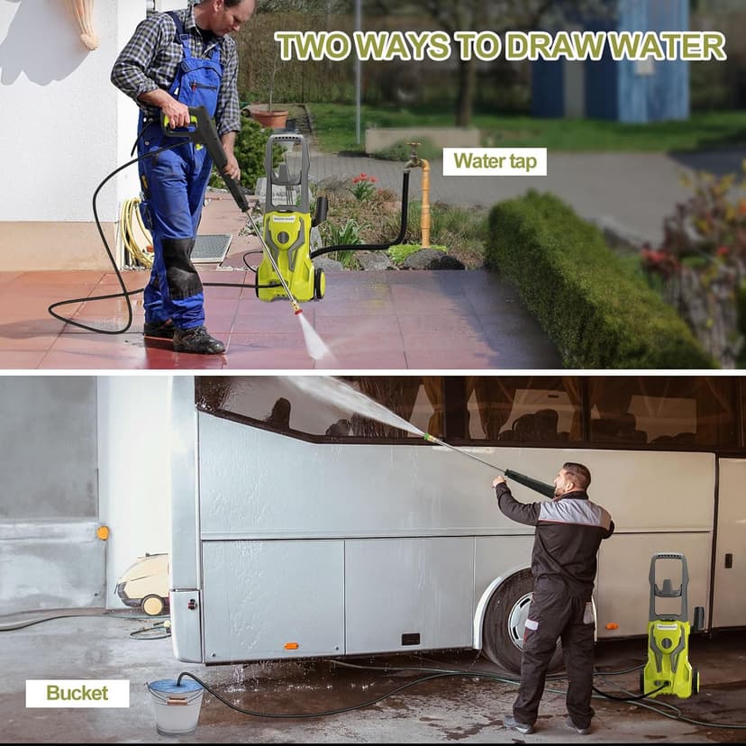 Power Washers Electric Powered - 4800PSImax 3.2GPM High Pressure Washer Car Cleaning Machine with Adjustable Spray Nozzle and Foam Cannon for Home Driveway Patio Deck, Olive Yellow