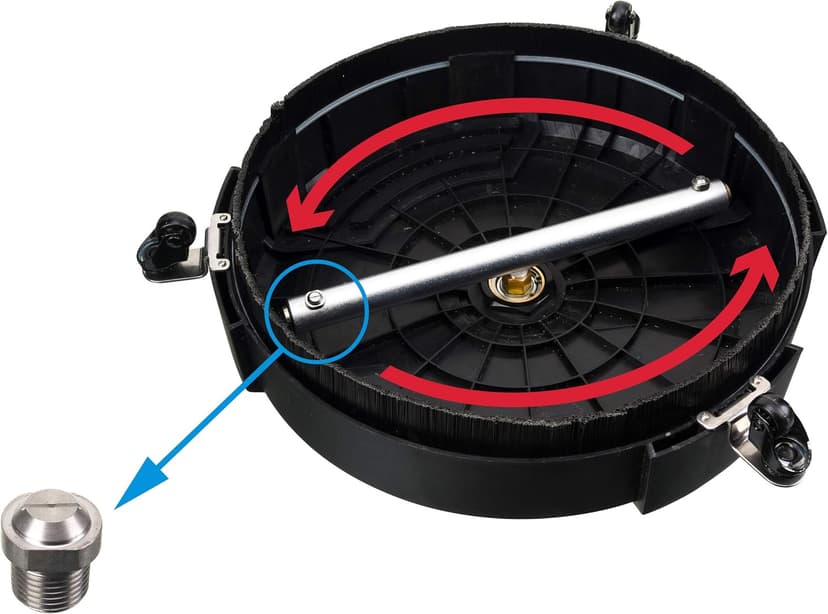 Tool Daily 15 Inch Pressure Washer Surface Cleaner Attachment with Wheels, with 2 Power Washer Extension Wands and 2 Replacement Nozzles, 3600 PSI, Black