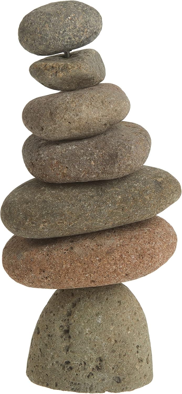 Ancient Graffiti Large 7-Stone Natural River Stone Cairn, 11 inches