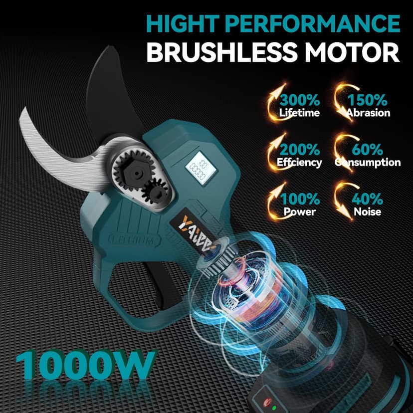 Brushless Electric Pruning Shears for Makta 18V Battery, Portable Cordless Pruning Shears with LCD Display＆SK5 Blades, Adjustable Cutting Diameter 0.8-1.2 Inch for Gardening Tree Pruning(NO Battery)