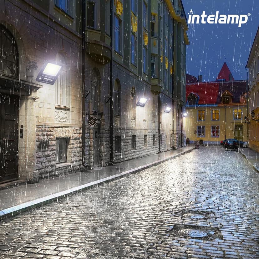 intelamp Solar Flood Lights Outdoor Waterproof, Linkable 12000mAh 3000LM Motion Sensor Floodlight with Remote Countrol Sensor Case 16.4Ft Cable, Dusk to Dawn Lighting Lamp for Street Outside House