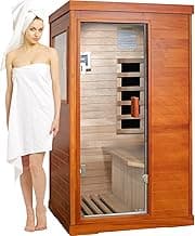 Far Infrared Sauna Home Saunas Spa Room,Low EMF Okoume Wooden Indoor Dry Sauna,Ideal for 1 Person Home Sauna with Bluetooth Speaker,Christmas Birthday Gift for Family Friends