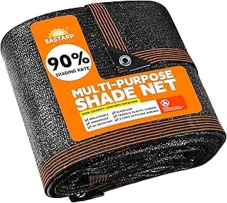 90% Shading Rate 6'x8' Black Shade Cloth,UV Resistant Durable Mesh Tarp with Grommets&Reinforced Edges Shade Net Using for Plants Cover Greenhouse Dog Kennel Patio Chicken House