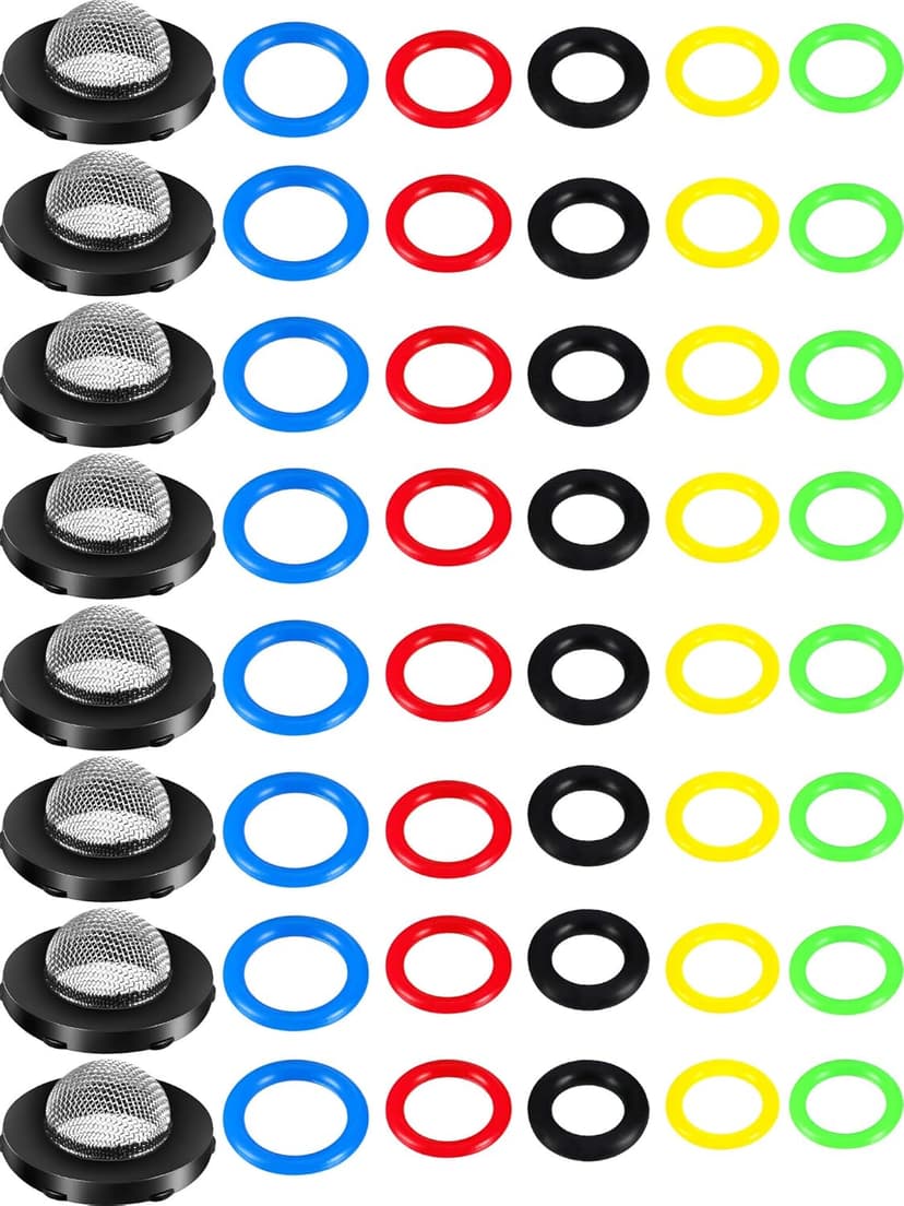 48 Pieces O-Ring Power Pressure Washer Kit 6 Sizes Sealing Stainless Steel Filter for Power Pressure Washers, Pump, Hose, Gun, Wand and Lance