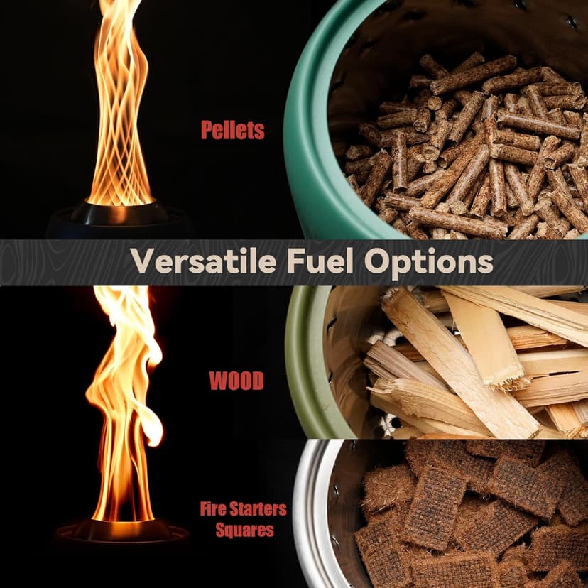 ONLYFIRE OUTDOOR LIVING Tabletop Fireplace with Unique Flame, Portable Fire Pit with Storage Bag for Camping Tailgating Patio Backyard Bonfire, Smokeless Wood Burning Mini Camp Stove 9.5", FP055 Black