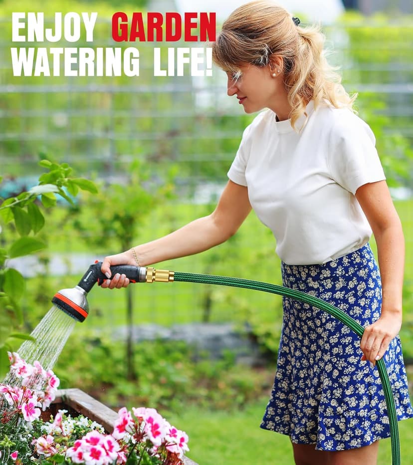 NON-EXPANDABLE Garden Hose 25 ft, Heavy Duty Flexible Water Hose, Kink Resistant Lightweight Hybrid Hose with Durable Fabric Skin, Leakproof Hose Male to Female Fittings