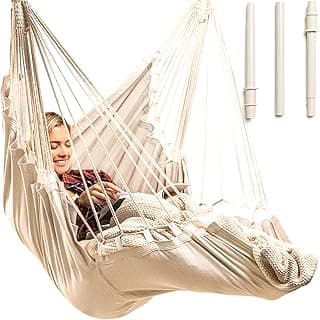 Indoor Hammock Chair Swing - Hanging Hammock Swing Chair - Indoor/Outdoor - Hanging Chairs for Bedroom, Patio, Porch, Swinging Chair Hammock for Adults - Built-In Footrest - Spacious Full Body Support