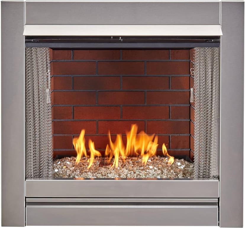 Vintage Red Ceramic Fiber Brick Panel for 450 Series Outdoor Fireplace Insert - Model FLB450-VR, Realistic Hand-Painted Design