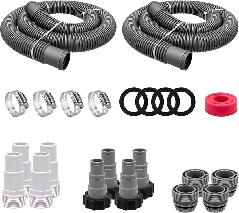 FibroPool Universal Pool Hose Install Kit - Attach and Adapt Most Equipment to 1.5" Connections - Compatible with Heaters, Heat Pumps, Pumps and Filters - Convert Intex Fittings to Standard