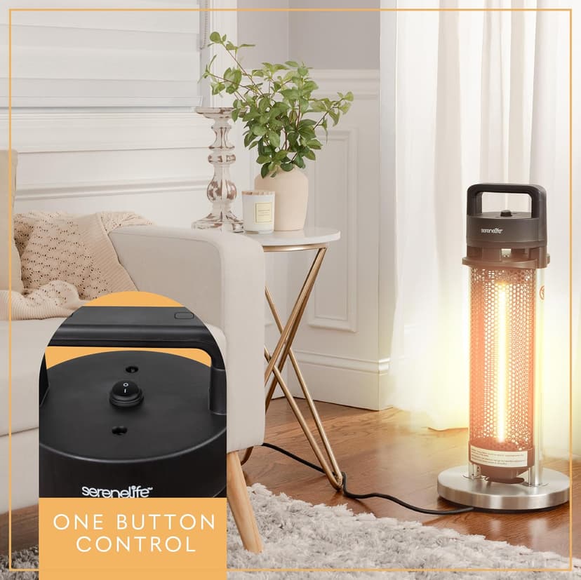 SereneLife Infrared Patio Heater, 900W Electric Heater with Remote, 360° Tip-Over Safety Switch, IP44 Approved, Indoor/Outdoor for Patio, Restaurant, Backyard, Garage, Decks