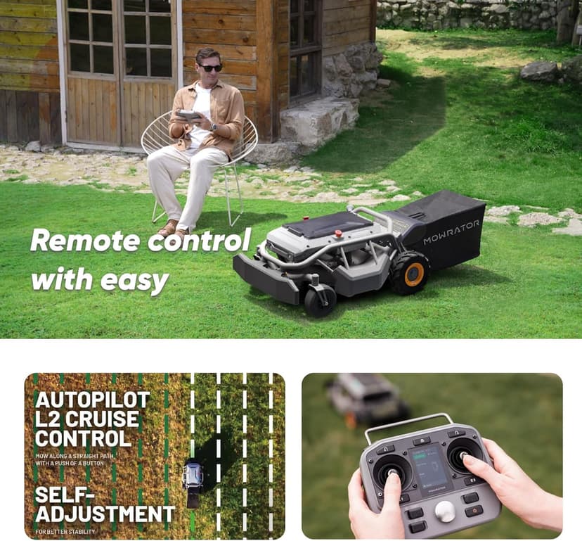 Remote Control Lawn Mower S1 2WD 56V18Ah, Robot Lawn Mower Multi-Functions with 1.8-4.6 Inch Cutting Height 21 Inch Real Blade, Robotic Lawn Mower for 45% Slope(24°) with Mowing 1.12 Acres
