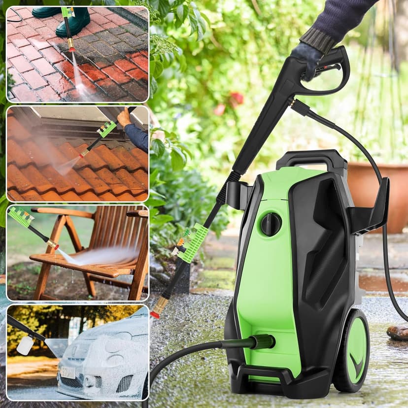 Electric Pressure Washer, 5000PSI 4.0GPM Heavy Duty Power Washer with 33 FT Extension Hose, 4 Quick Connect Nozzles and Foam Cannon for Cars/Fences/Driveways/Patios/Home Cleaning, Green