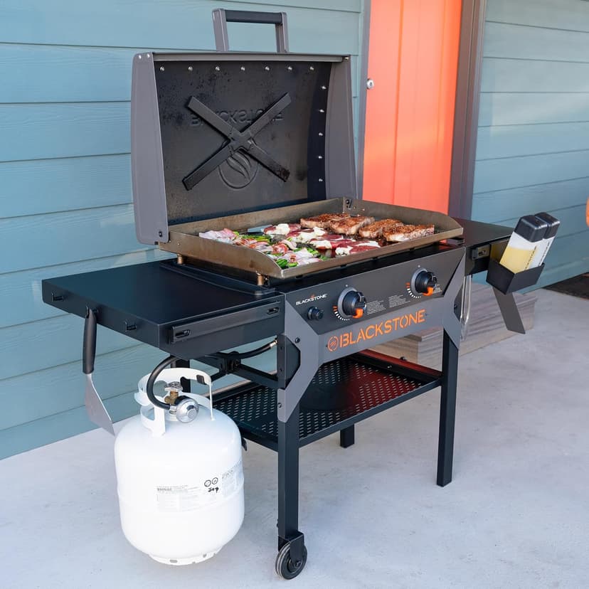 BLACKSTONE 2311 Iron Forged 28” Omnivore Griddle with X-Braced Hood, Powder Coated Steel, Black