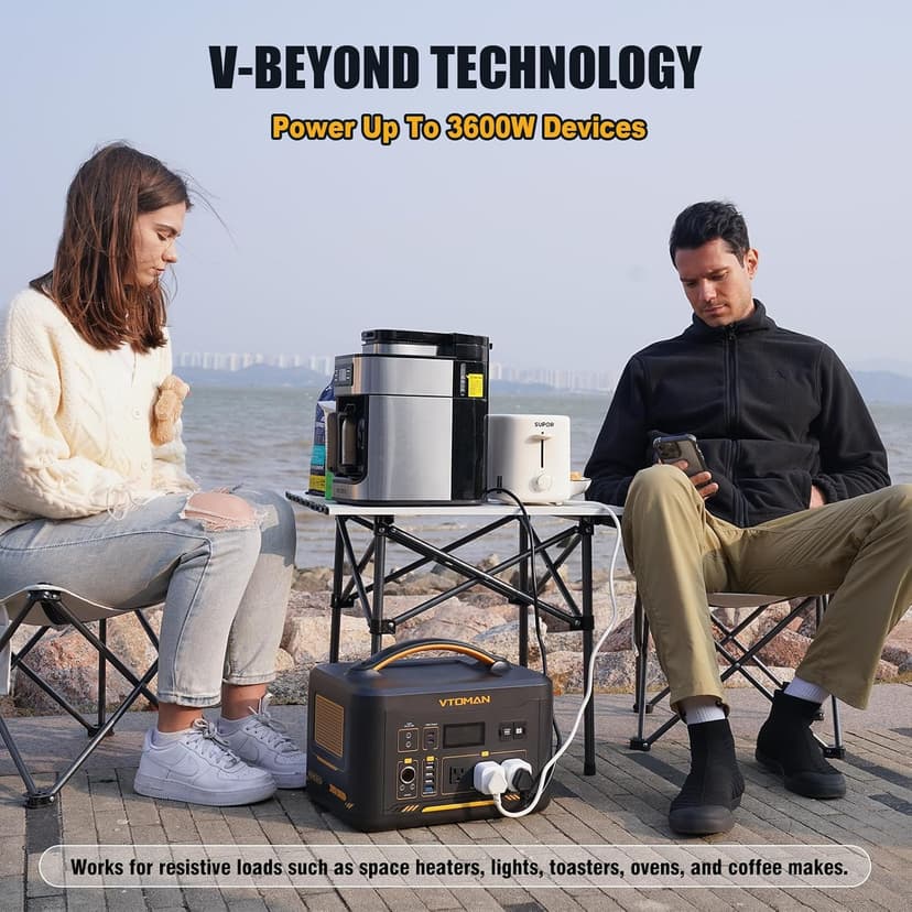 Vtoman 3096Wh Solar Generator with 200W Solar Panel & Extra Battery Included, 1800W (Peak 3600W) LiFePO4 Battery Power Station for Power Outages, RV, Camping, Emergencies
