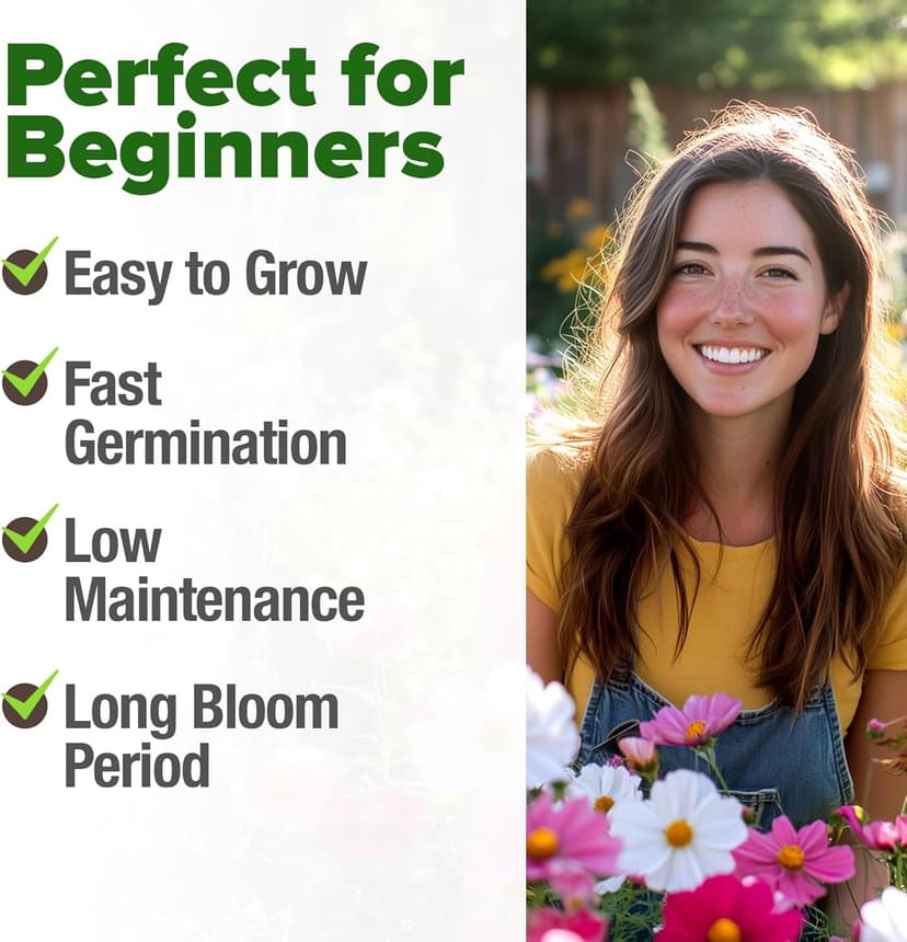 HOME GROWN Cosmos Flower Seeds Bulk Pack for 2025 (1.8 oz) 8,000+ 𝗡𝗢𝗡-𝗚𝗠𝗢 𝗨𝗦𝗔-𝗦𝗢𝗨𝗥𝗖𝗘𝗗 Heirloom Annual Wildflower Seeds – Pollinator-Friendly Mix for Pollinators & Outdoor Gardens