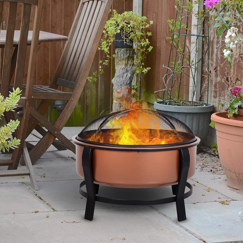 FT-1103E Fire Pit, Copper With Black Accents, Screen + Poker, 30-In. - Quantity 1