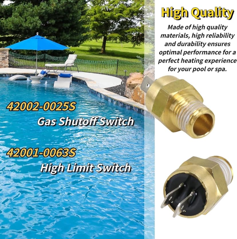 Pool Heater Repair Kit Includes Stack Flue Sensor, Thermistor & Switch for Pentair MasterTemp & Max-E-Therm Pool Heaters Replace# 42002-0024S, 42001-0053S, 42001-0060S, 42002-0025S, 42001-0063S