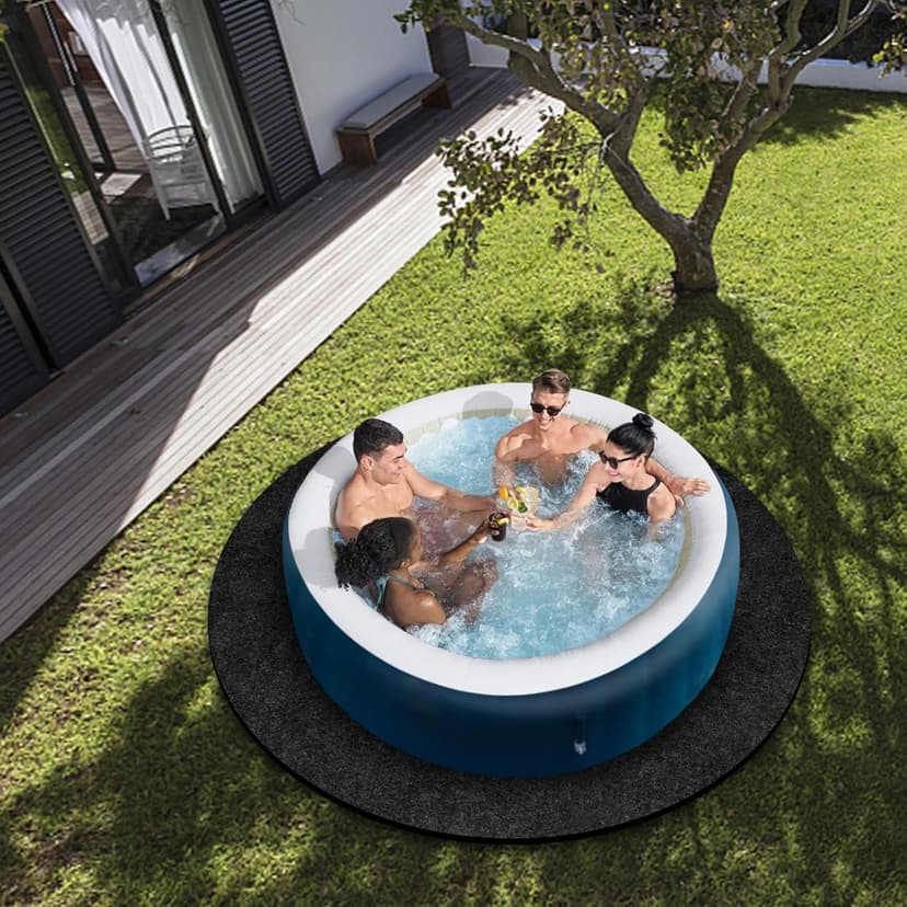80 Inch Dia Round Hot Tub Mat, Large Washable Above Ground Protector Pad Water Absorb with Slip-Proof Backing, Portable Spa Pool Accessories for Outdoor Indoor Hot Tubs Protect from Wear (80“ Round)