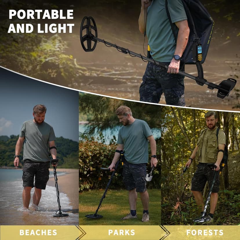 SAKOBS Metal Detector for Adults Professional – Higher Accuracy 9 Types of Metal Target Detection, 11" Waterproof Double-D Coil, New Upgraded DSP Chip and LCD Display （12.8" Detection Depth）