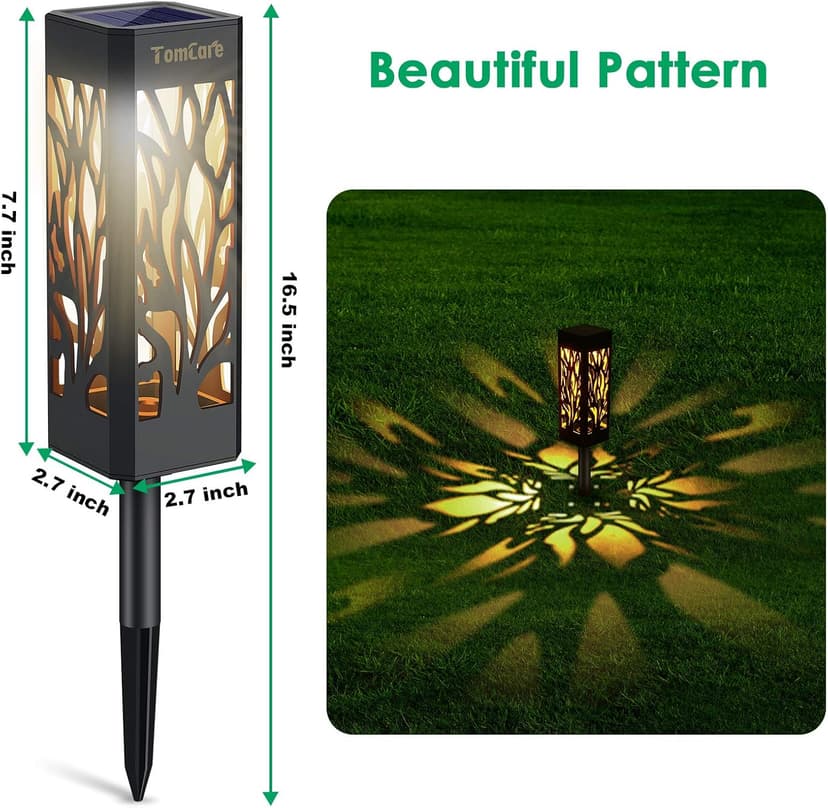 TomCare Solar Lights Outdoor Upgraded Bright Solar Pathway Lights Bigger Size Decorative Solar Waterproof Solar Powered Led Landscape Garden Lighting for Path Yard Walkway, 8 Pack