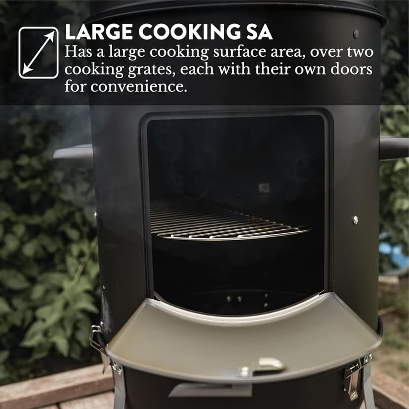 GasOne CSM-18 Vertical Smoker – 18 Inch Heavy Duty Charcoal Smoker – Multipurpose Charcoal BBQ Grill Smoker for Outdoor – Easy Assembly, 1 Access Door Grill with Smoker