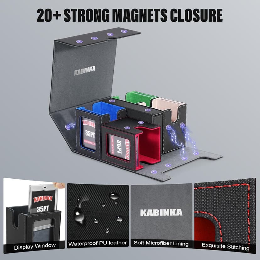 Card Deck Box for MTG with Commander Display, 5 in 1 Trading Card Storage Box Fits 400+ Double-sleeved Cards, Removable Deck Case for TCG/Sports Cards with Dice Tray, 4 Magnetic Card Holders(Colorful)