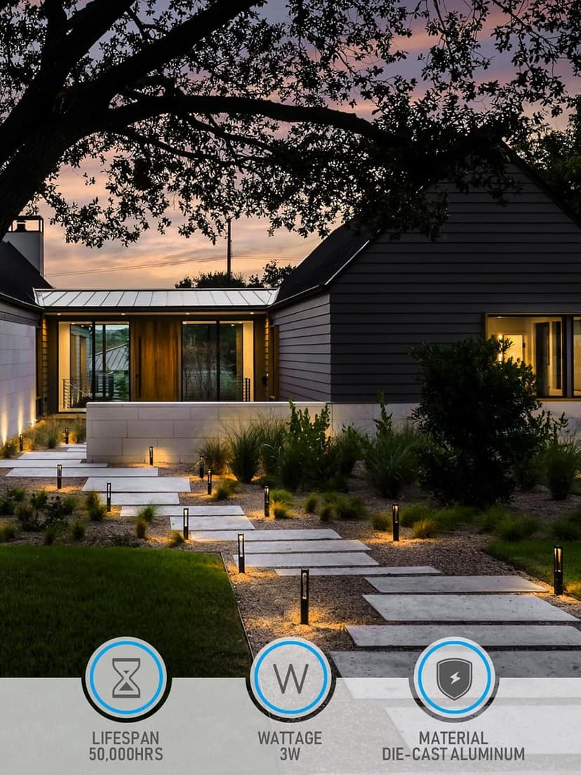 LEONLITE 12-Pack Low Voltage Path Lights, 3W LED Landscape Pathway Lights, Outdoor Landscape Lighting for Driveway, Garden, Aluminum, 12-24V AC/DC, ETL Listed, IP65 Waterproof, 3000K Warm White, Black