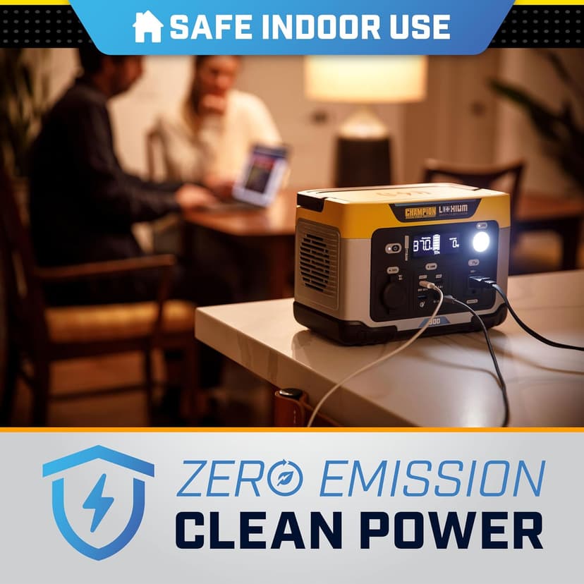 Champion Power Equipment 201188 285-Wh Power Station 600/300-Watt Portable Lithium-Ion Battery Solar Generator
