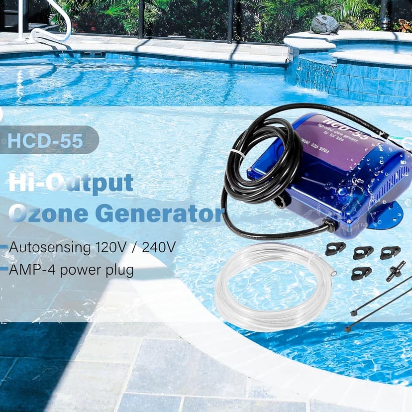 Upgrade HCD-55 Spa Ozonator Kit: Hi-Output Ozone Generator Replacement for Clarathon for Hot Tubs & Swim Spas - Universal: 120V / 240V