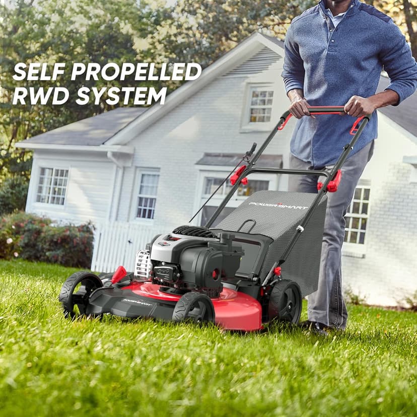 PowerSmart Self Propelled Gas Lawn Mower, 22-inch with 140cc Briggs and Stratton E550 Engine HB8622S