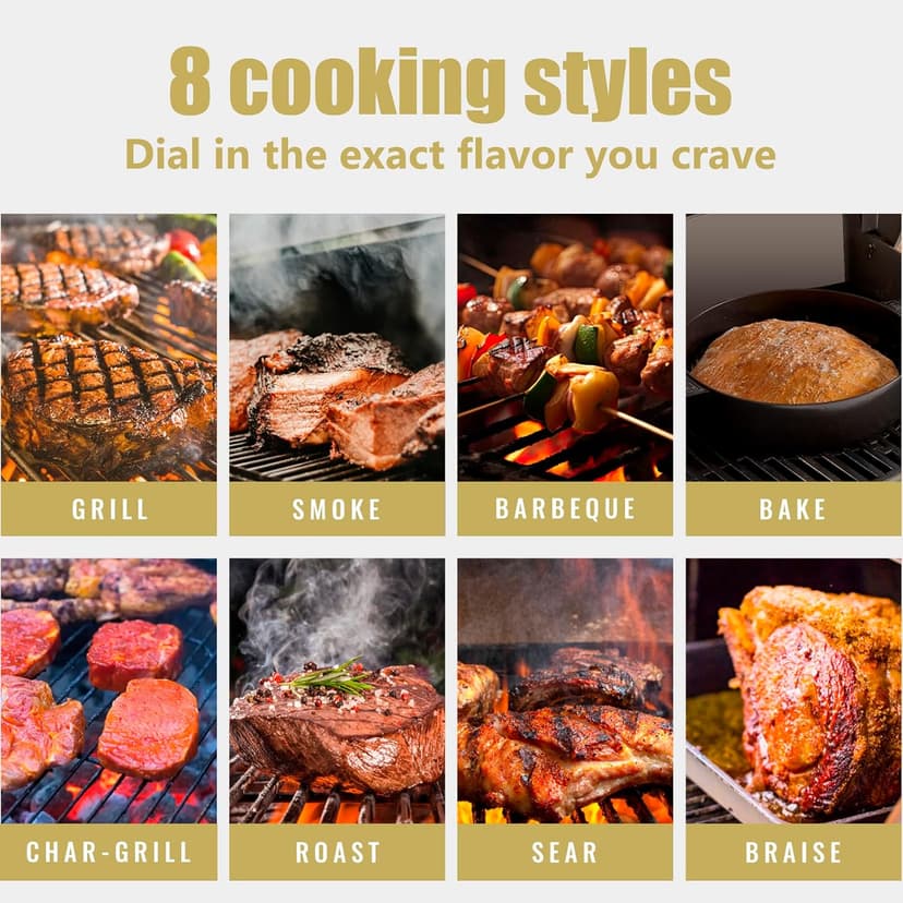 Portable Wood Pellet Grill and Smoker,Electric Outdoor 8 in 1 Tabletop Grills for RV Camping Tailgating RV Cooking BBQ, Intelligent Temperature Control and Superheated Steam Technology,Red