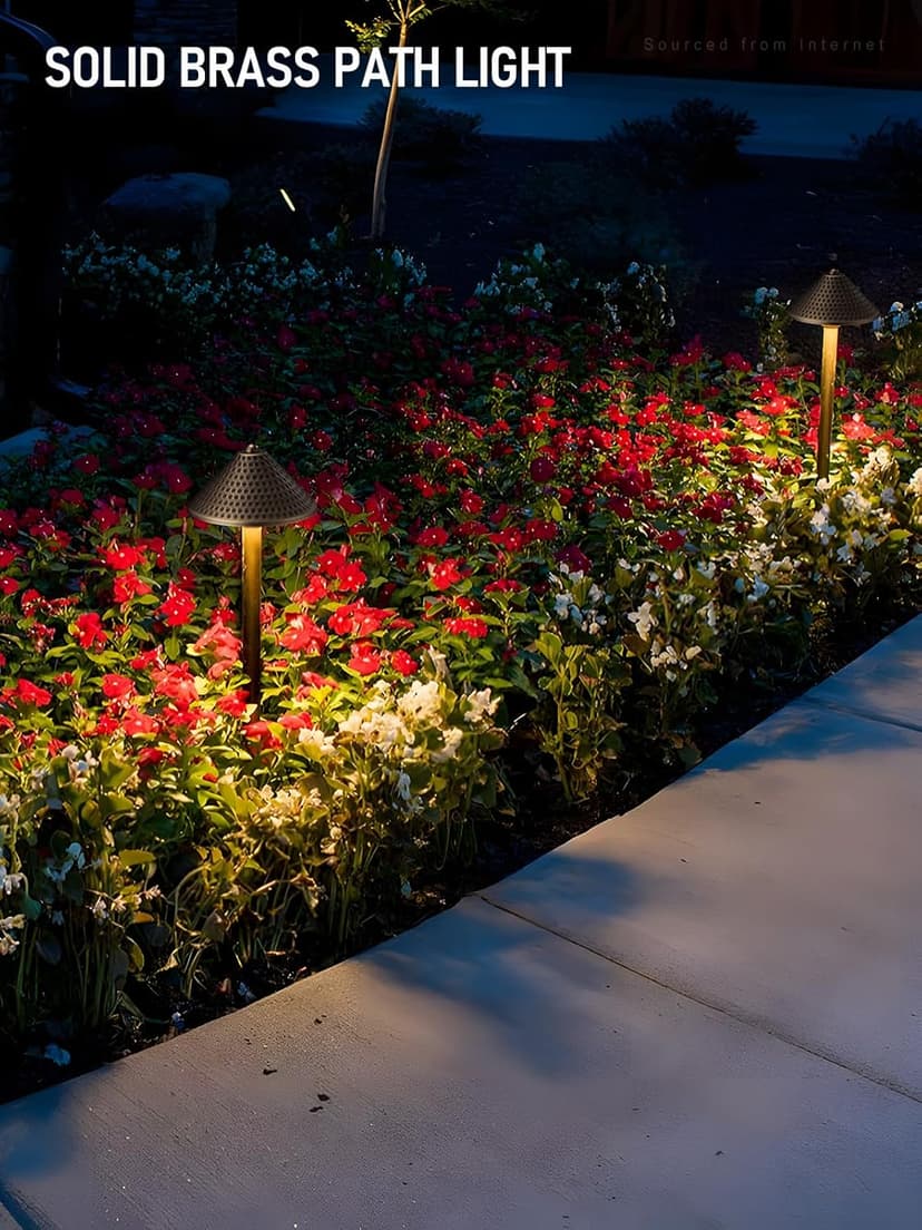 LEONLITE Outdoor Solid Cast Brass Pathway Lights, 12V Low Voltage Landscape Lights for Walkway, Garden, Work with G4 Bulb, (Bulbs Not Included), IP65, 21.5'' Tall, 6.85'' Shade, Bronze, Pack of 4