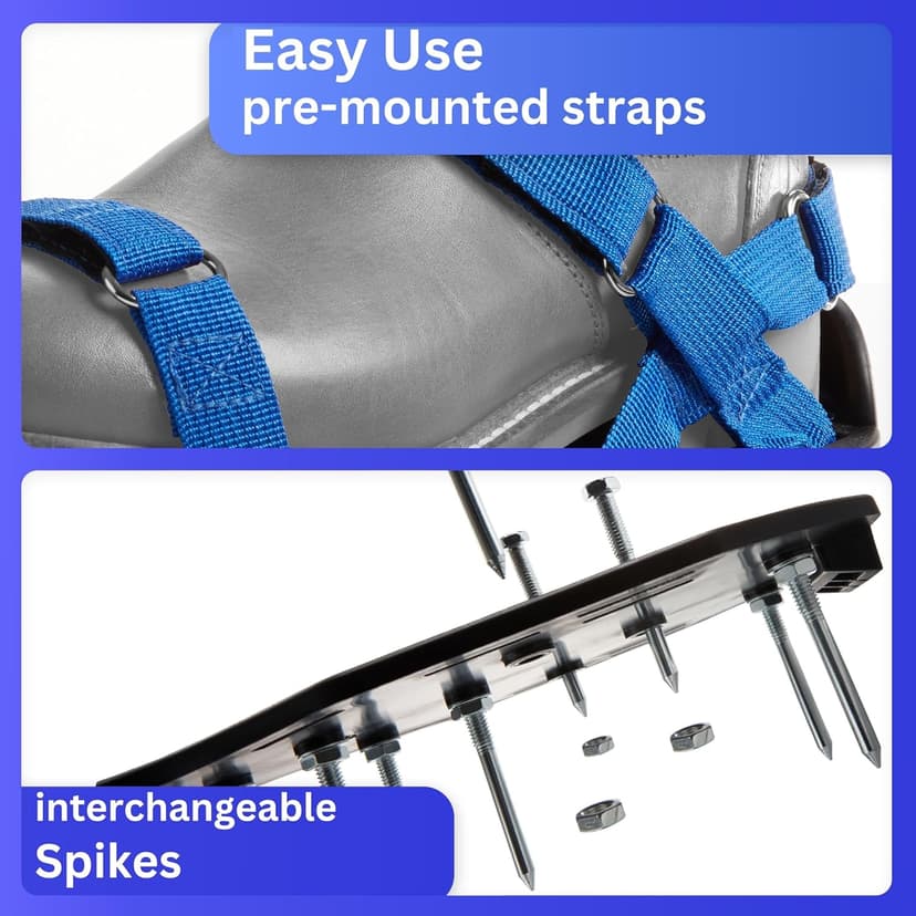 Lawn Aerator with Velcro Fastener - for Lawn Aeration or as Screed Shoes - Lawn Aerator Shoes as Perfect Aerator Lawn Tool - incl. Two Nail Lengths - Lawn dethatcher - epoxy Shoes