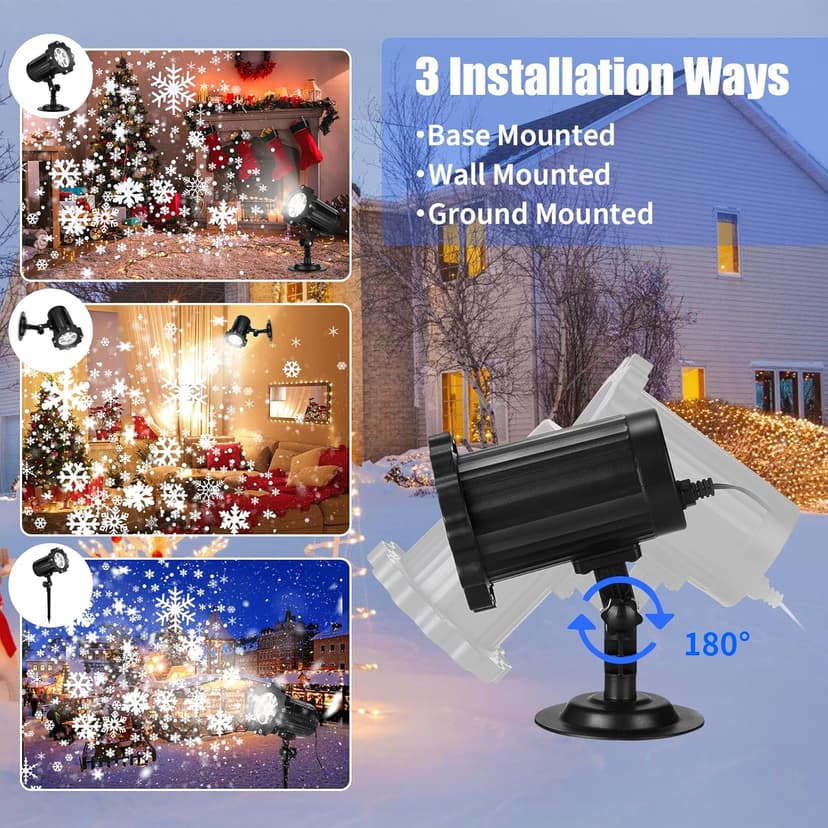 2024 New Christmas Projector Lights Outdoor, Waterproof & Adjustable LED Christmas Snowflake Projector Lights Indoor for Halloween, Christmas, Home Birthday Party and Garden Decoration