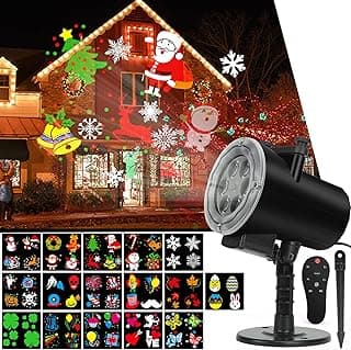 Christmas Lights Projector,Waterproof IP65 Indoor Motion Remote Control 10W LED Projector, 16 Slides Holiday Light Party Outdoor Garden House Apartment Kids Room Night Light