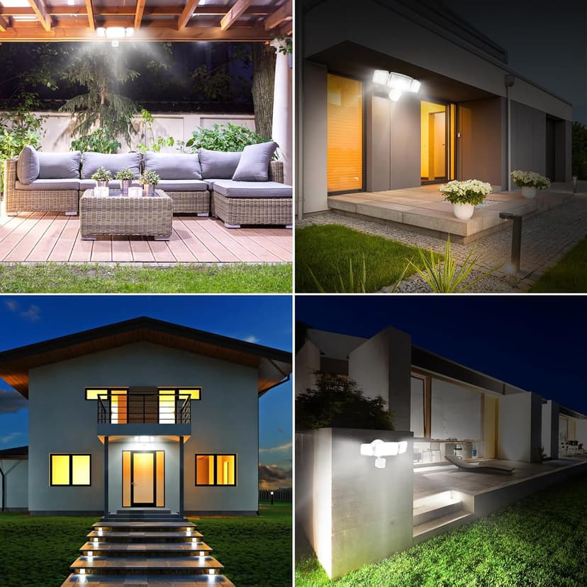 HGGH Motion Sensor Outdoor Lights – Flood Lights Outdoor Security Light, LED Floodlights IP65 Waterproof 6000K 38W 4200LM with 3 Adjustable Heads, Exterior Light for House, Backyard, Porch